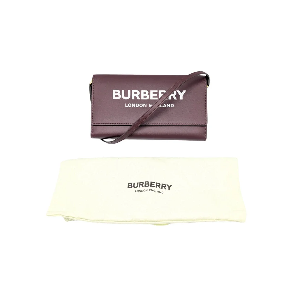 NEW Burberry Hazelmere Plum Wallet WOC Strap Crossbody Bag
